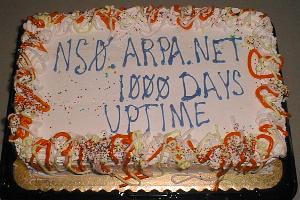 cake that says NS0.ARPA.NET 1000 DAYS UPTIME